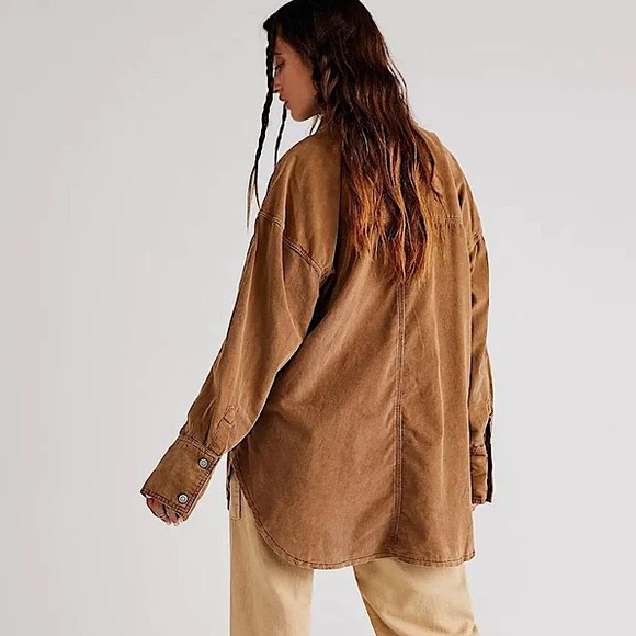 NEW Free People Baby Cord Button Down Shirt - Picture 4 of 16